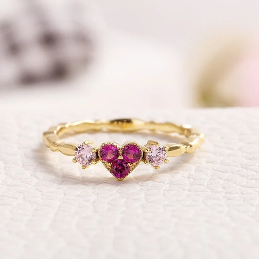 Trendy Simple Golden Inifinite Heart Shaped Love Engagement Rings for Women Romantic Gadget Pinky Rings for Girl New