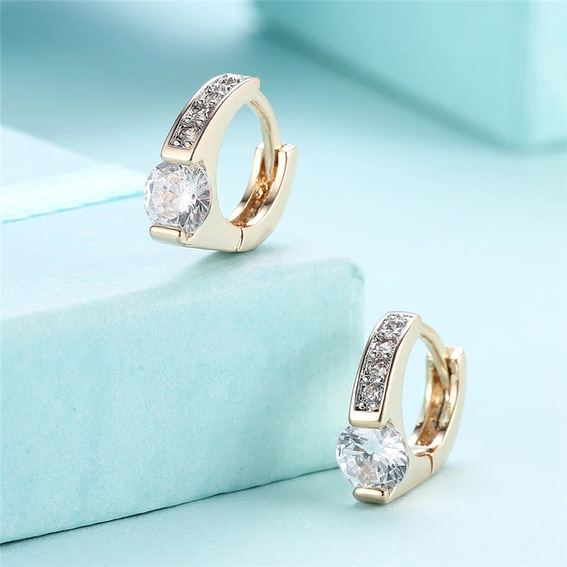 925 Sterling Silver AAA Zircon 18K Gold Diamond Earrings for Women Jewelry Fashion Wedding Engagement Party Gift