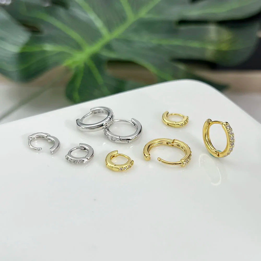 Stainless Steel Hoop Piercing Earring for Women Zircon CZ Cartilage Piercing Helix Daith Conch Tragus Rook Lobe Ear Ring Jewelry