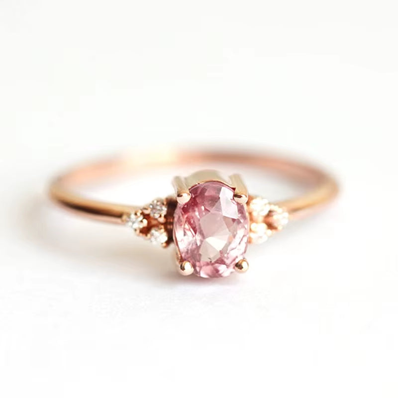 Romantic Pink AAA Cubic Zircon Stone Princess Rings with Rose Gold Color Engagement Accessories Tiny Delicate Rings