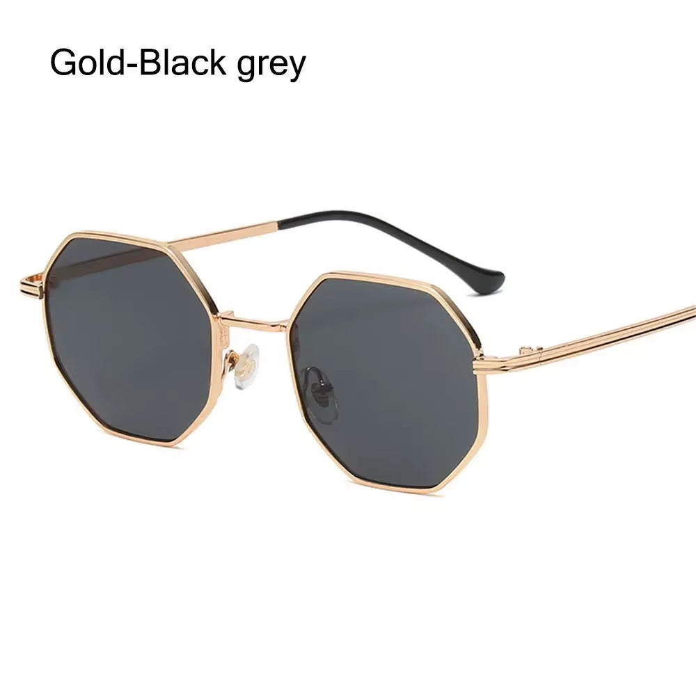 1Pc Small Square Sunglasses for Men Women Polygon Mirrored Lens Sun Glasses Driving Eyewear Fashion Metal Frame Glasses UV400