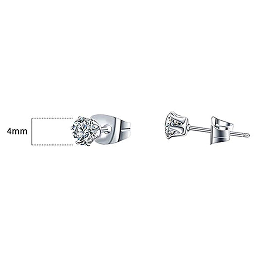 Minimalist Crystal Cubic Zirconia Stud Earrings for Women/Men 6 Claws Design Fashion Earrings Silver Color Hot Jewelry