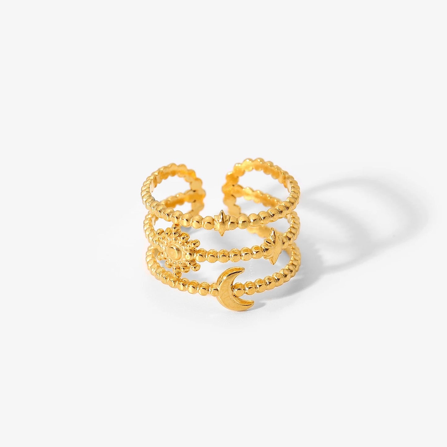18K Gold Plated Stainless Steel Geometric Heart Snake Shape Finger Rings for Women Adjustable Open Design Jewelry Rings