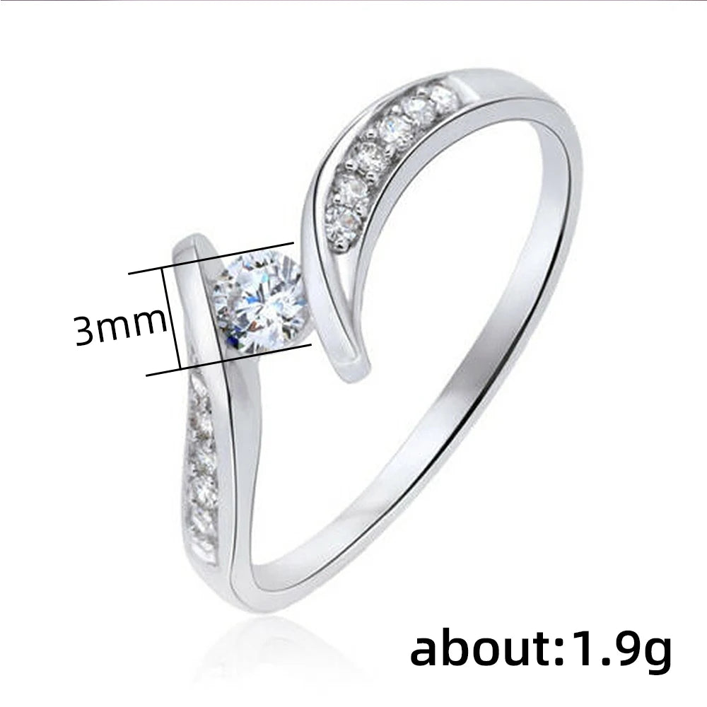 Minimalist Engagement Wedding Rings for Women round Cubic Zirconia Simple Elegant Female Accessories 2022 Fashion Jewelry