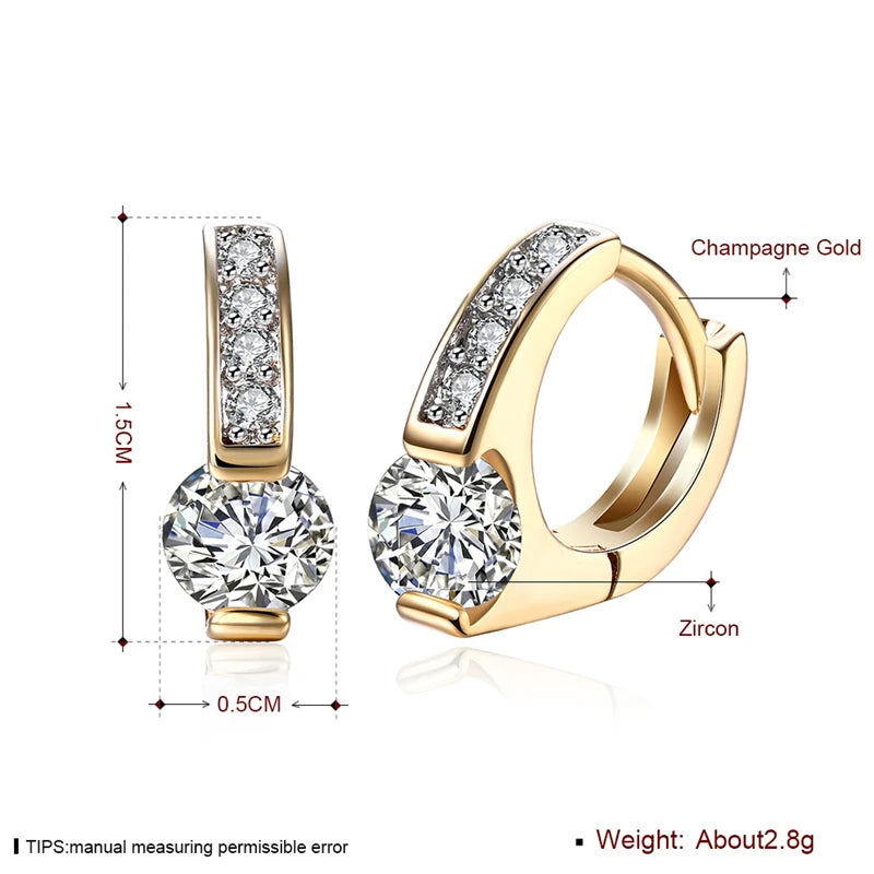 925 Sterling Silver AAA Zircon 18K Gold Diamond Earrings for Women Jewelry Fashion Wedding Engagement Party Gift