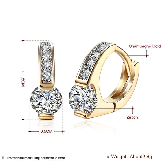 925 Sterling Silver AAA Zircon 18K Gold Diamond Earrings for Women Jewelry Fashion Wedding Engagement Party Gift