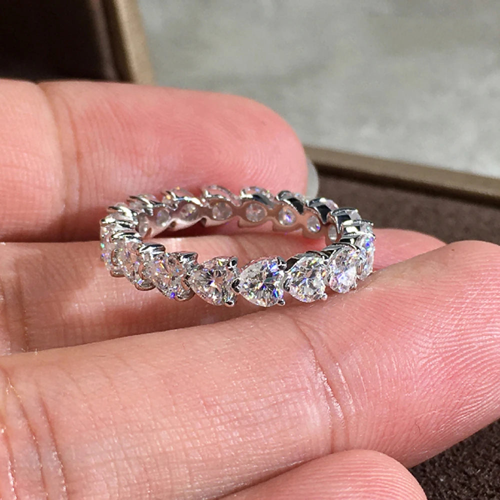 Fancy Heart Rings Romantic Engagement Proposal Rings for Girlfriend Silver Color Brilliant Zirconia Fashion Jewelry Women