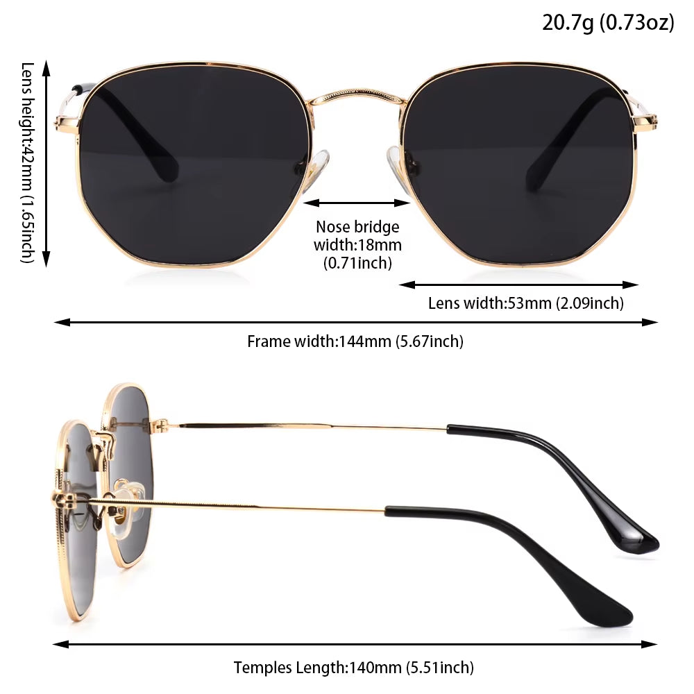 1Pc Small Square Sunglasses for Men Women Polygon Mirrored Lens Sun Glasses Driving Eyewear Fashion Metal Frame Glasses UV400